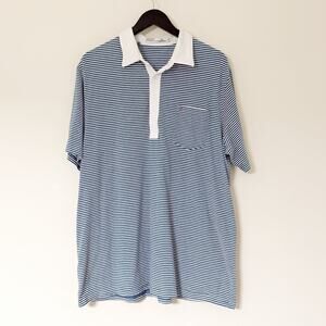 Criquet Blue and White Striped Golf Polo